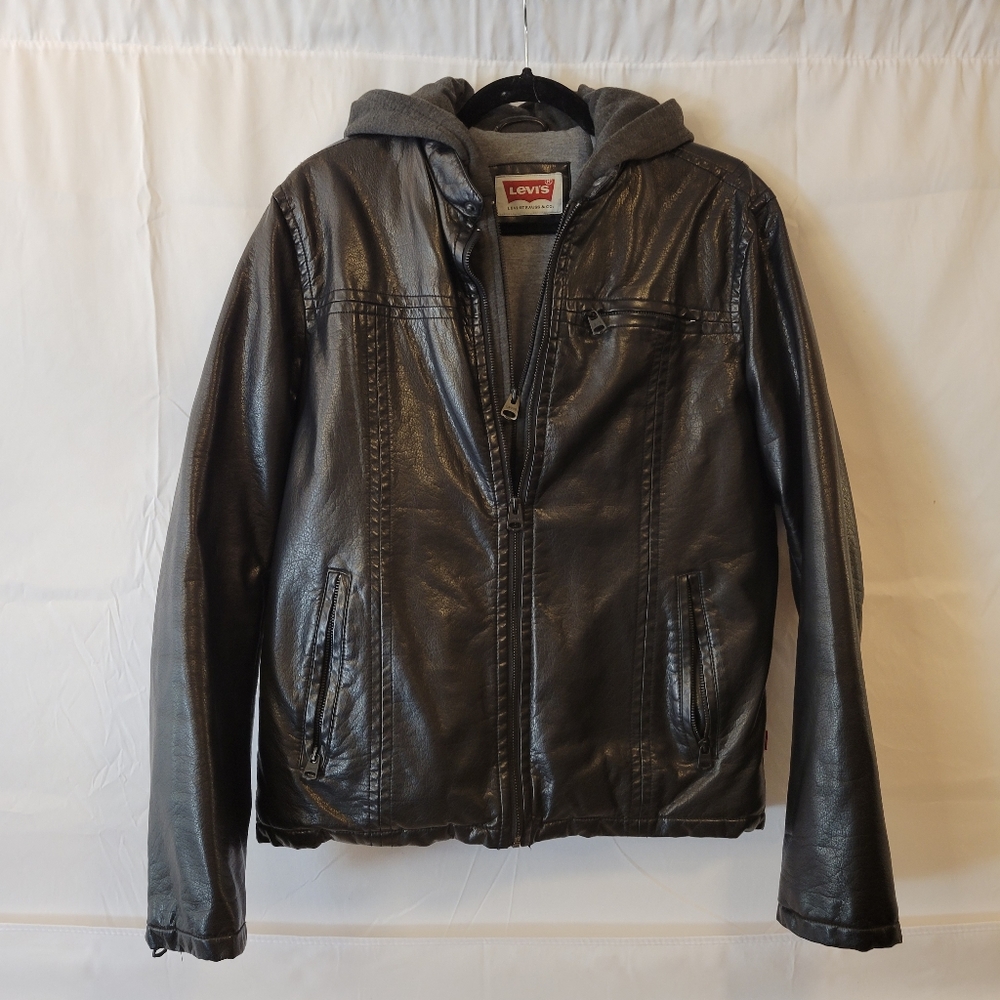 Levi's Faux Leather Hooded Racer Jacket